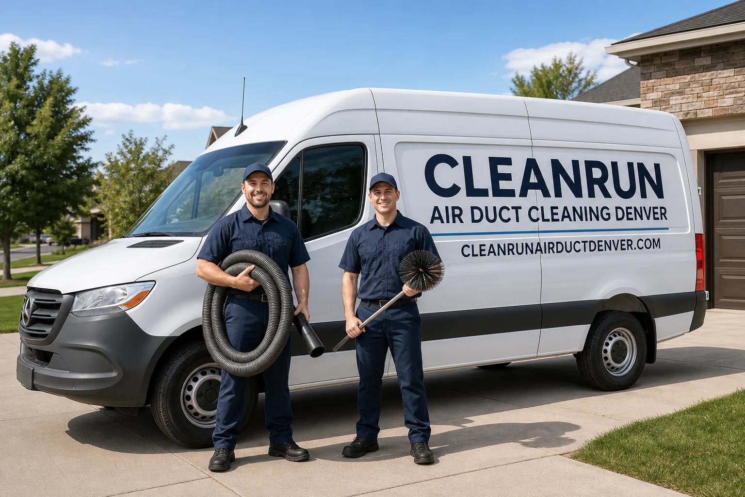 CleanRun Air Duct Cleaning Denver air duct cleaning service vehicle and crew in Denver, CO